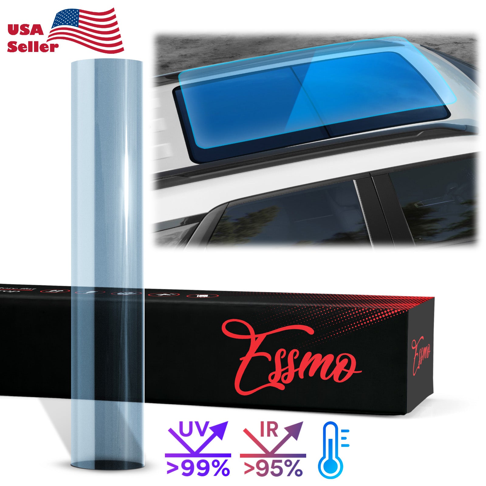 PPF Paint Protection Film Security Light Blue Glass Sunroof Clear Bra VLT70% UV99% Block Windshield