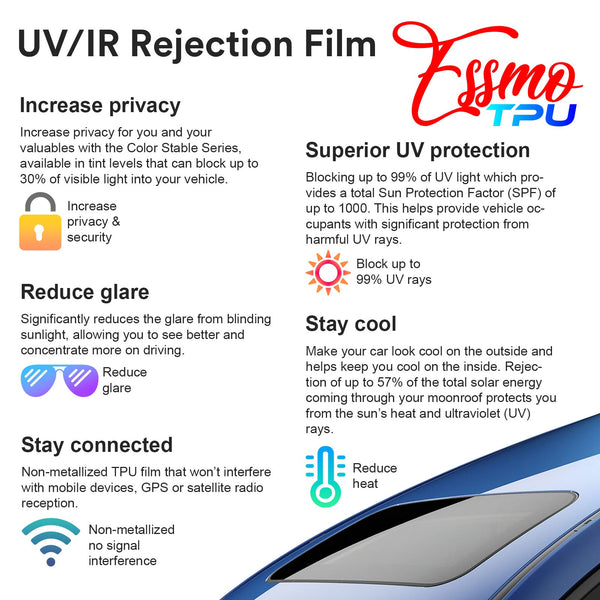 PPF Paint Protection Film ECO Security Black Glass Sunroof Clear Bra VLT70% UV99% Block Windshield