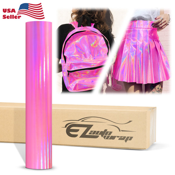 Fabric Holographic Pink Cloth Marine Vinyl 54" Wide Plain Weave PU Leather Upholstery
