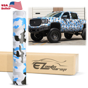 Camouflage Light Blue Black White Gray Vinyl Wrap