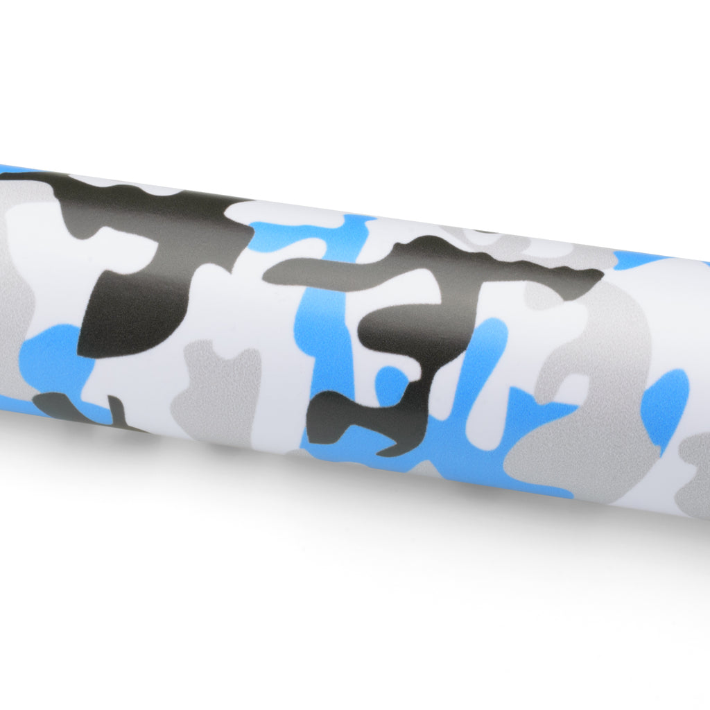 Blue, Black, White & Gray Camouflage Vinyl Wrap Sheet For Cars - Matte Finish, Includes Tools