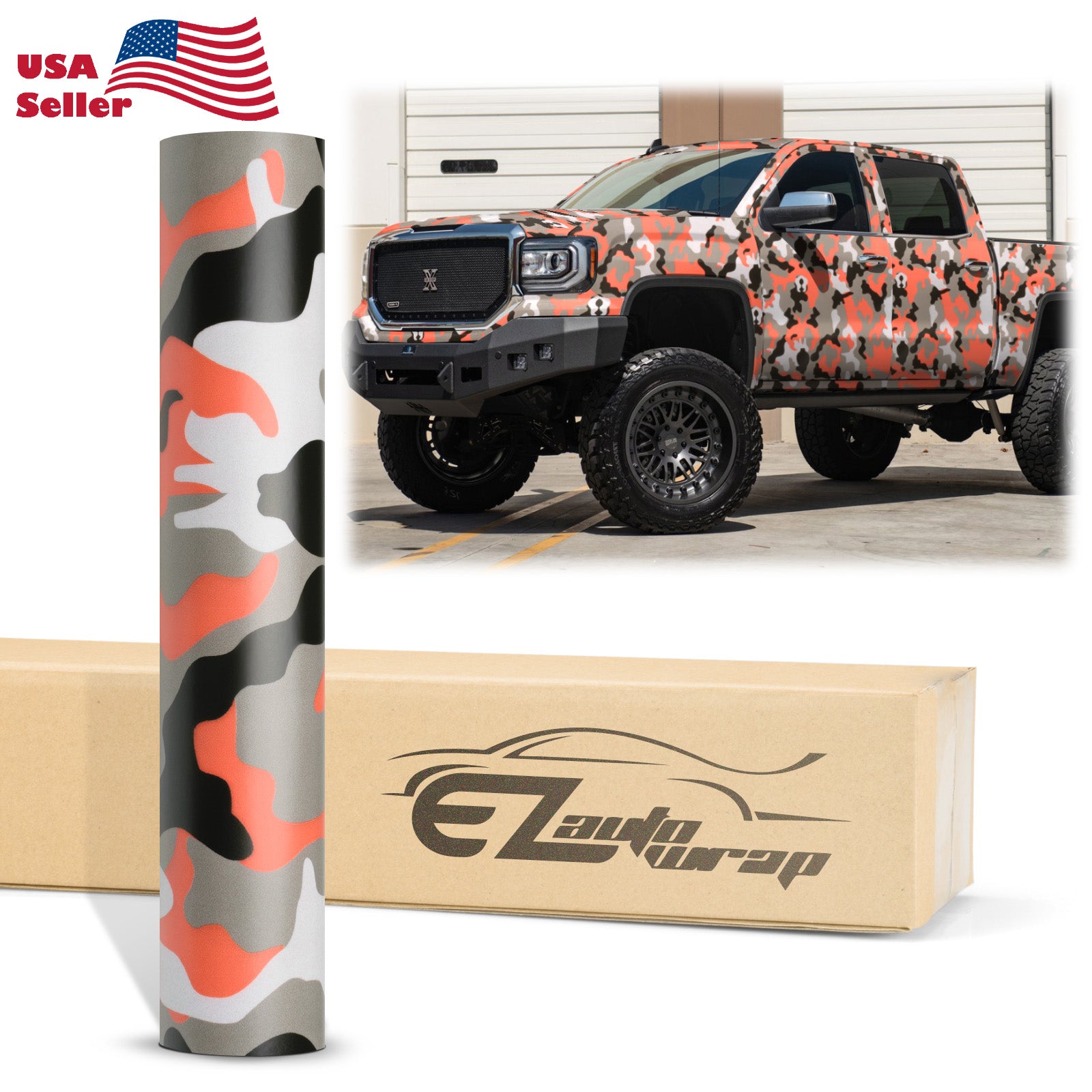Camouflage Orange Black Gray Vinyl Wrap