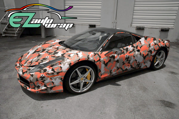 Camouflage Orange Black Gray Vinyl Wrap