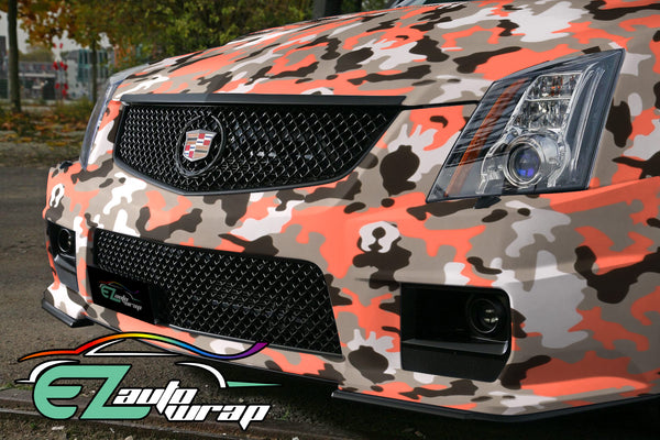 Camouflage Orange Black Gray Vinyl Wrap