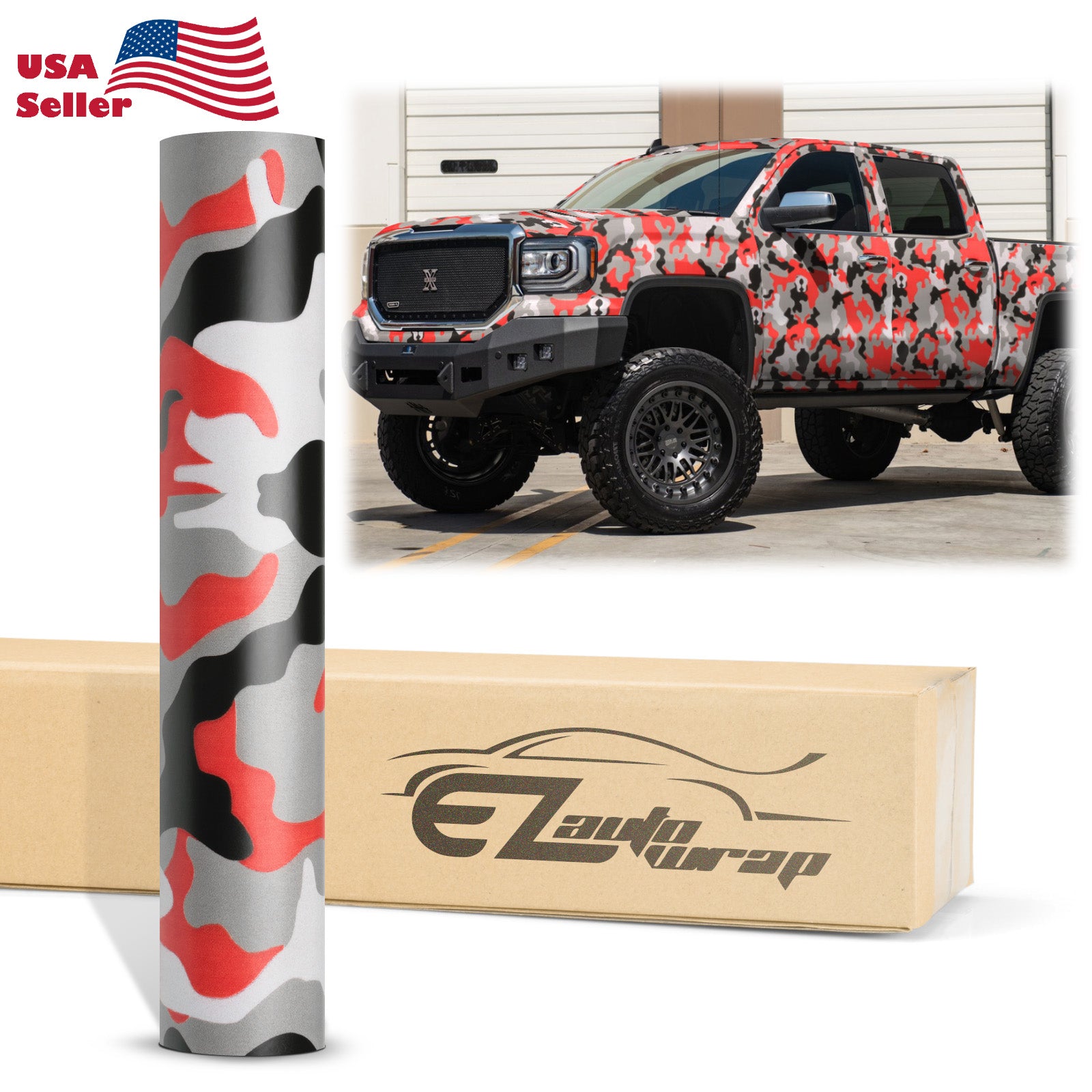 Camouflage Red Black White Gray Vinyl Wrap