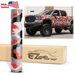 Camouflage Red Black White Gray Vinyl Wrap