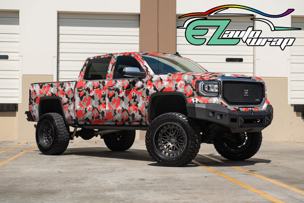 Camouflage Red Black White Gray Vinyl Wrap