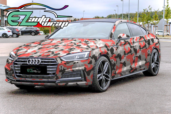 Camouflage Red Black White Gray Vinyl Wrap