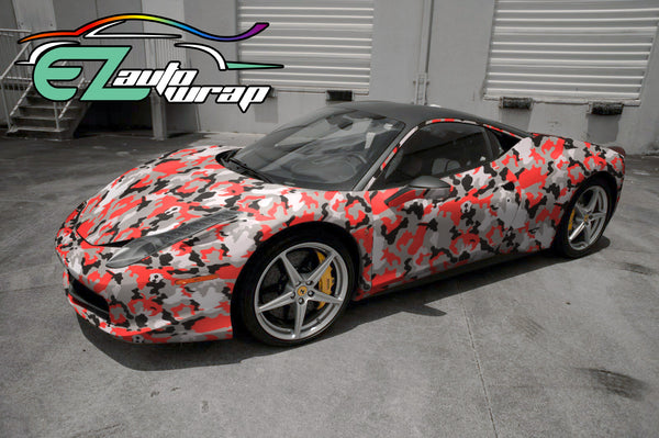 Camouflage Red Black White Gray Vinyl Wrap