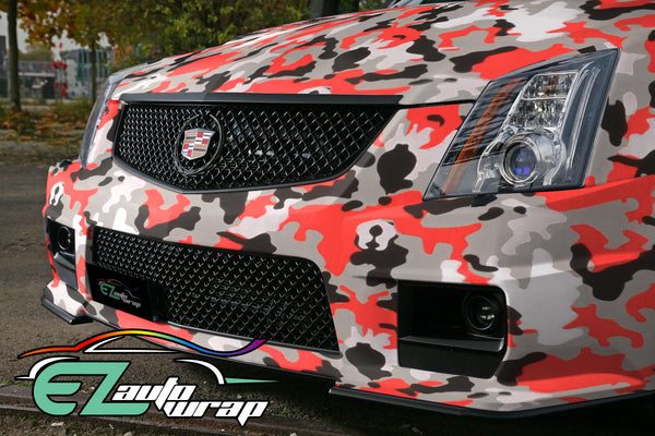 Camouflage Red Black White Gray Vinyl Wrap