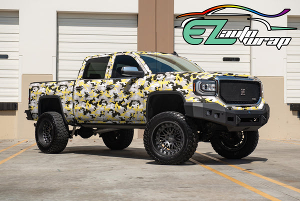 Camouflage Yellow Black White Gray Vinyl Wrap