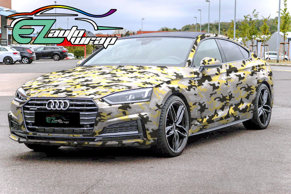 Camouflage Yellow Black White Gray Vinyl Wrap