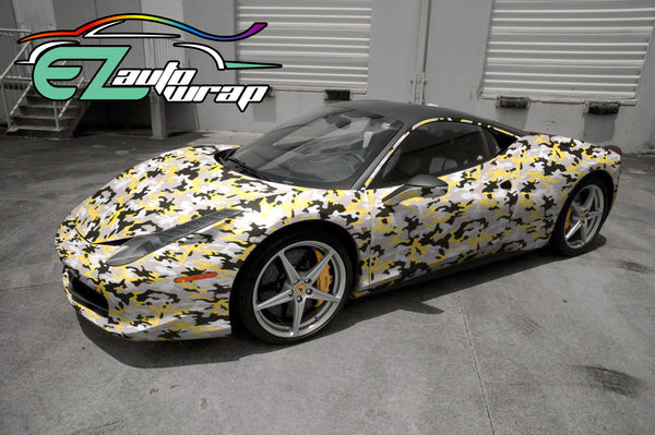 Camouflage Yellow Black White Gray Vinyl Wrap