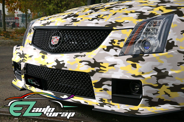 Camouflage Yellow Black White Gray Vinyl Wrap