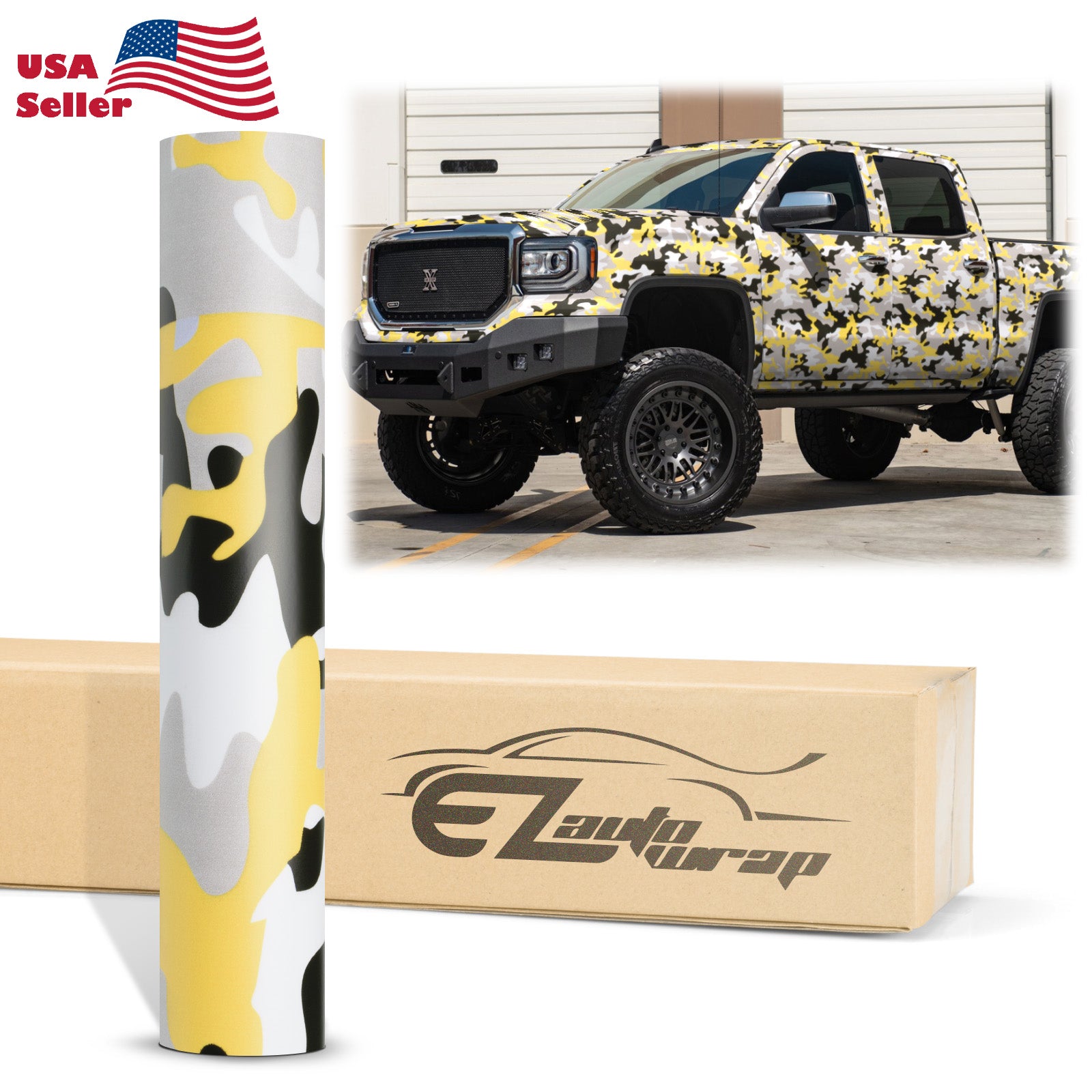 Camouflage Yellow Black White Gray Vinyl Wrap