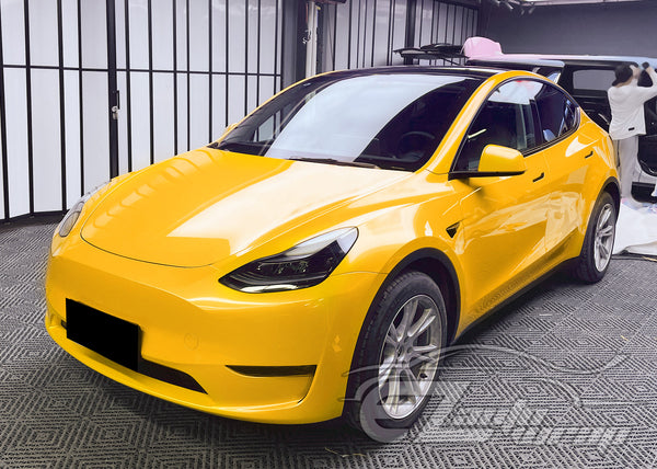 Super Gloss Metallic Cyber Yellow Vinyl Wrap