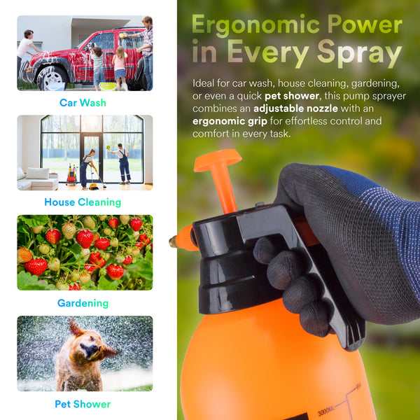 Manual Hand Pump Sprayer for Car Wash – Portable Pressure Spray Bottle for Auto Detailing, Wheels, Tires, and Window Cleaning - Mode A