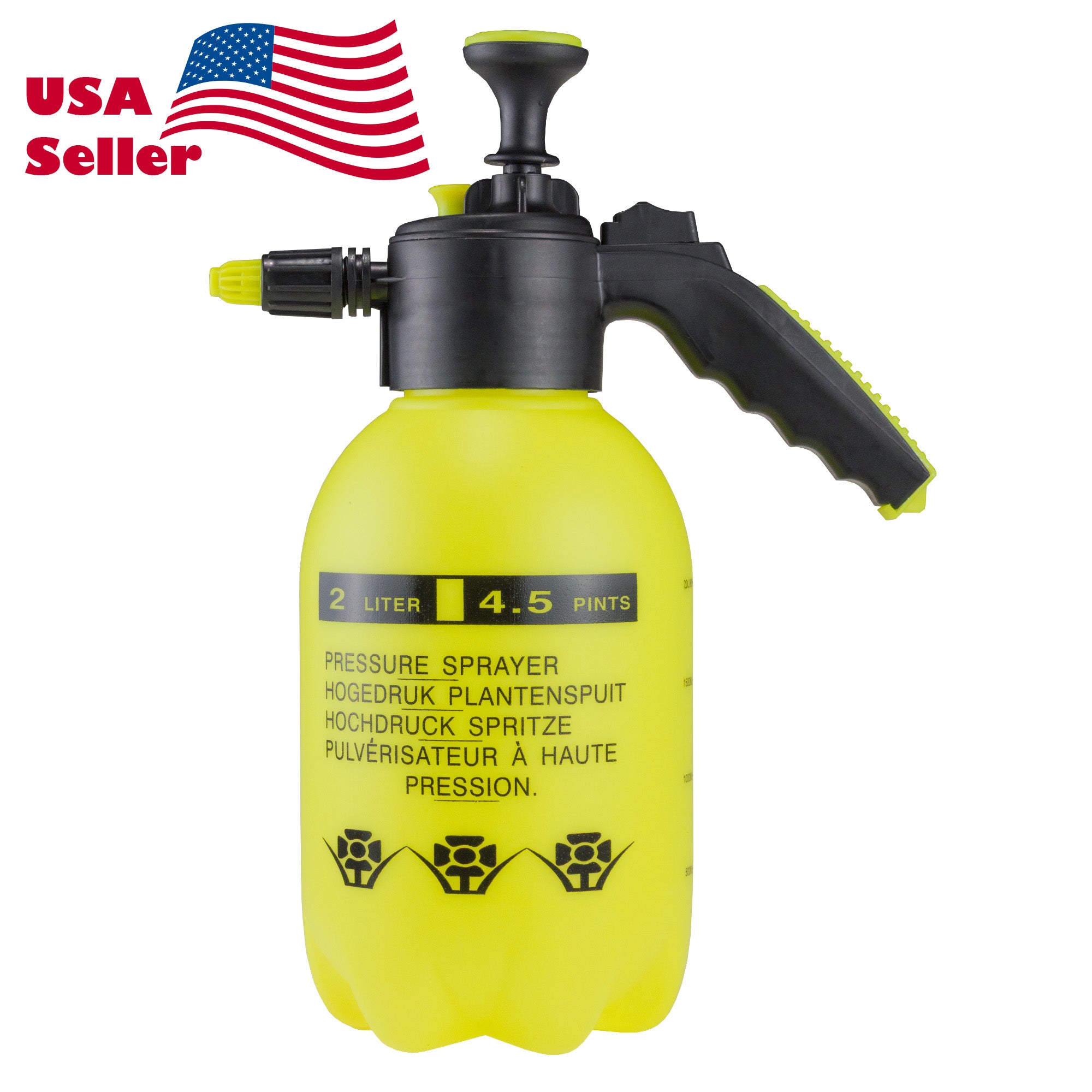 Manual Hand Pump Sprayer 2L Neon Yellow for Car Wash – Portable Pressure Spray Bottle for Auto Detailing, Wheels, Tires, and Window Cleaning - Mode B