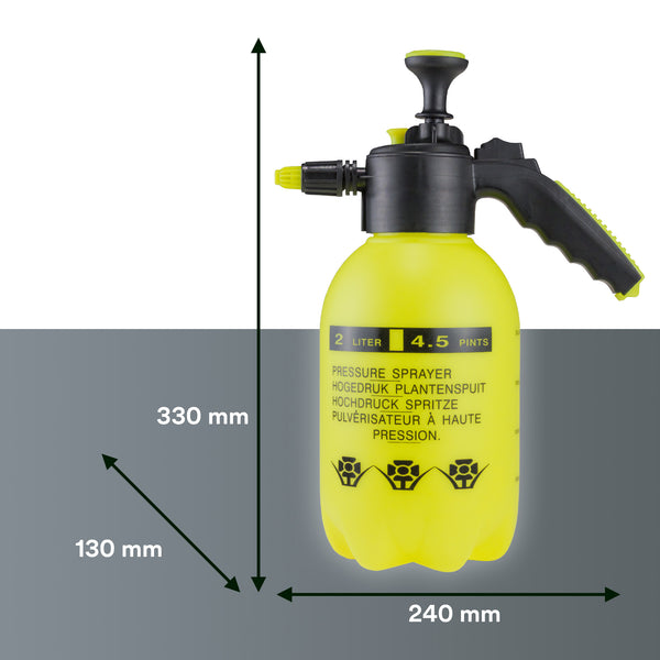 Manual Hand Pump Sprayer 2L Neon Yellow for Car Wash – Portable Pressure Spray Bottle for Auto Detailing, Wheels, Tires, and Window Cleaning - Mode B