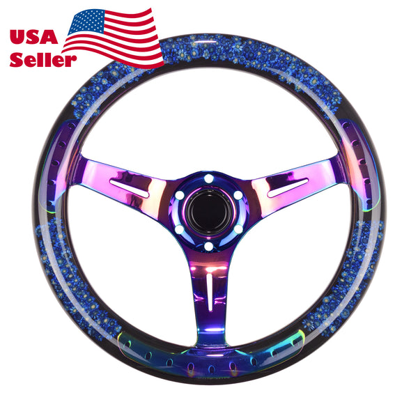 Flower Crystal Steering Wheel PC-ST17 (Beige / Blue / Green / Pink / Purple / Red / Teal / Yellow)