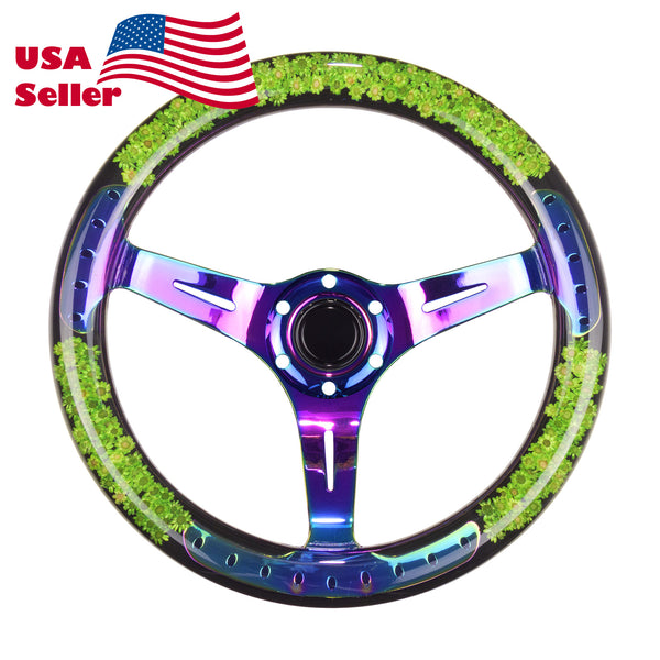 Flower Crystal Steering Wheel PC-ST17 (Beige / Blue / Green / Pink / Purple / Red / Teal / Yellow)