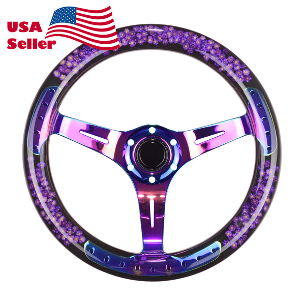 Flower Crystal Steering Wheel PC-ST17 (Beige / Blue / Green / Pink / Purple / Red / Teal / Yellow)