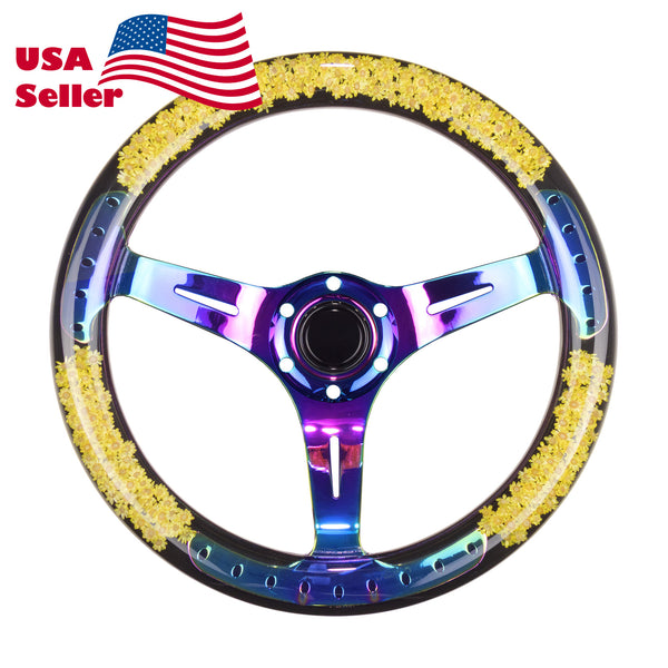 Flower Crystal Steering Wheel PC-ST17 (Beige / Blue / Green / Pink / Purple / Red / Teal / Yellow)