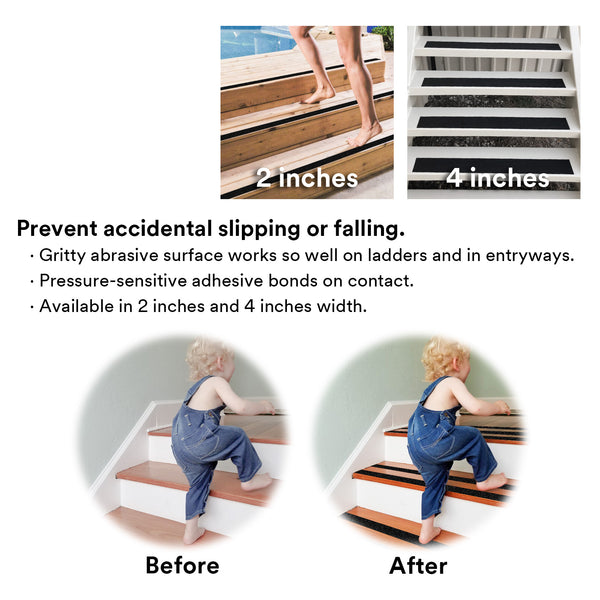 Anti Slip Traction Tape Safety Strips Sticker Adhesive (2" / 4" width)