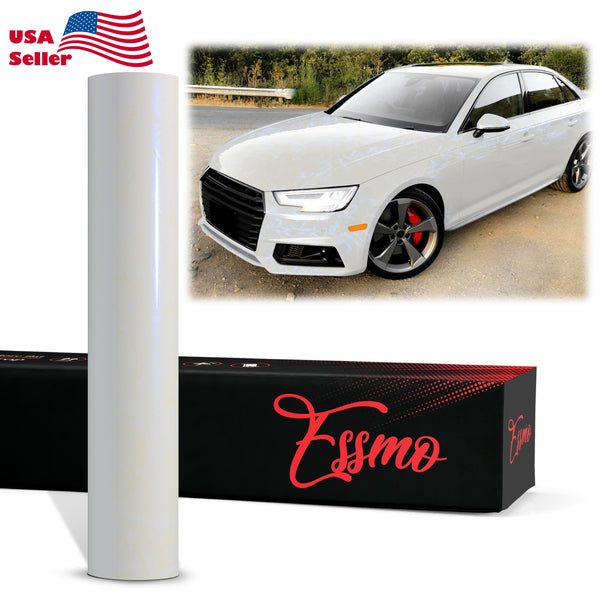 PET Marble Pearl Gloss White Blue Vinyl Wrap