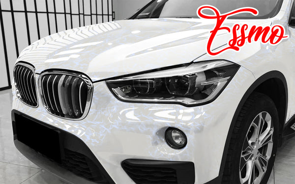 PET Marble Pearl Gloss White Blue Vinyl Wrap