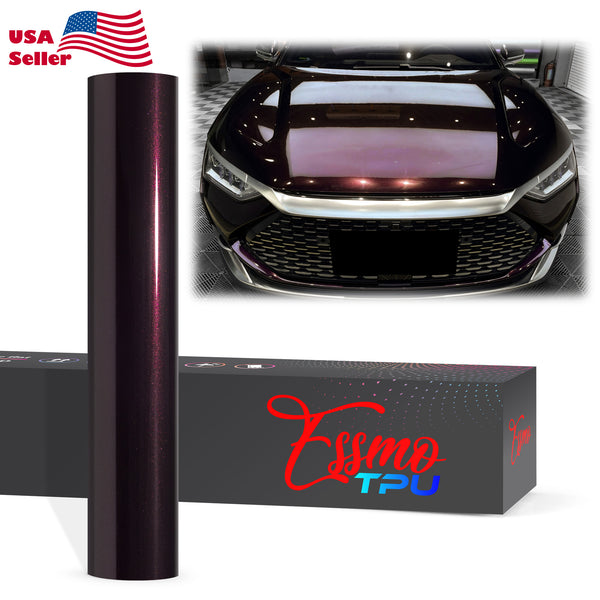 Gloss Metallic Black Cherry Dry Apply PPF TPU Paint Protection Film