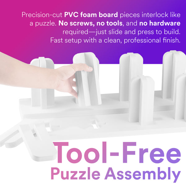 Vinyl Stand PVC White Rolling Floor Rack