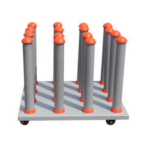 Vinyl Stand Wood White Rolling Floor Rack