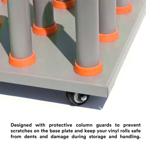 Vinyl Stand Wood White Rolling Floor Rack