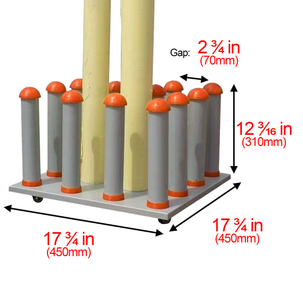 Vinyl Stand Wood White Rolling Floor Rack