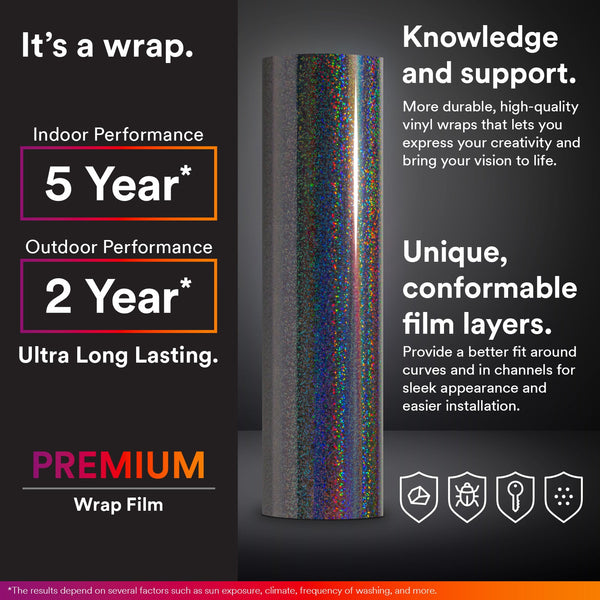Holographic Glitter Gold Rainbow Vinyl Wrap