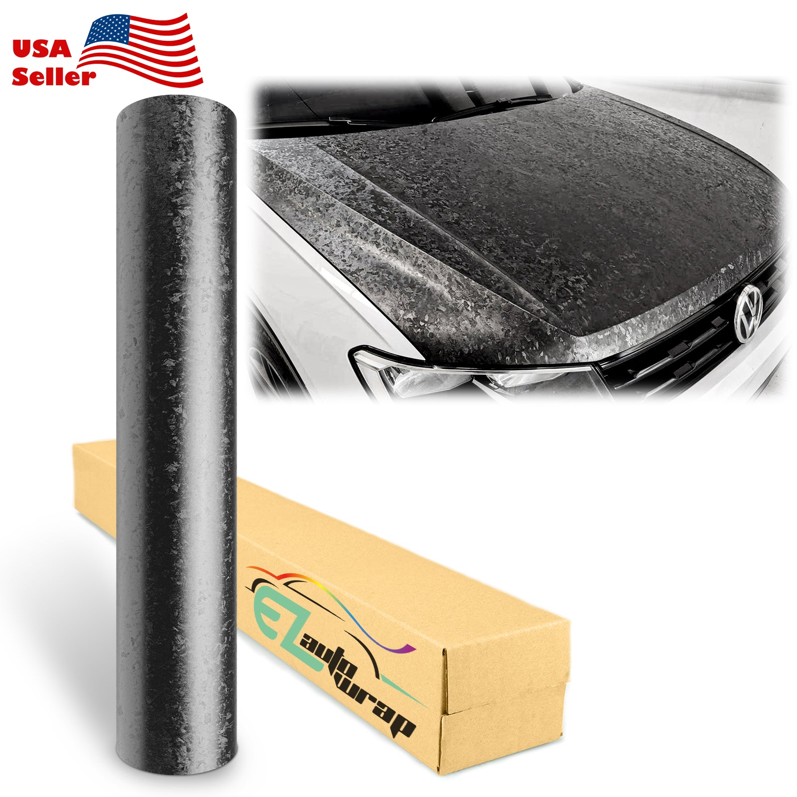 Forged Carbon Fiber Textured Black Matte Vinyl Wrap