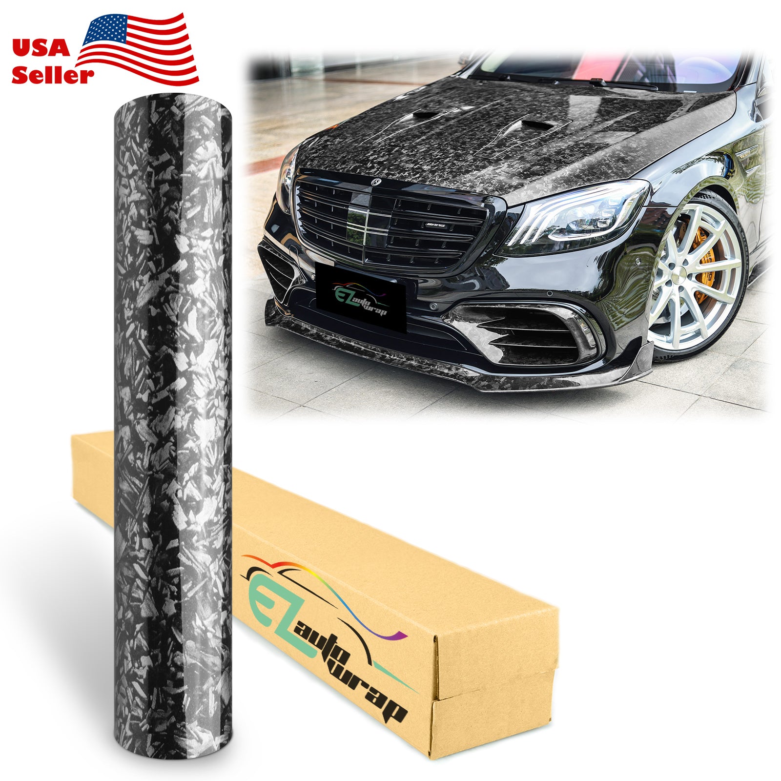 Forged Gloss Black Carbon Fiber Textured Vinyl Wrap – EzAuto Wrap