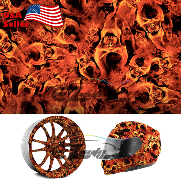 19"x38" Hydrographic Film Fire Flame Skull Evil #14