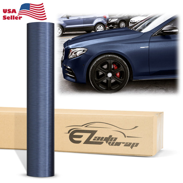 Brushed Aluminum Navy Blue Vinyl Wrap