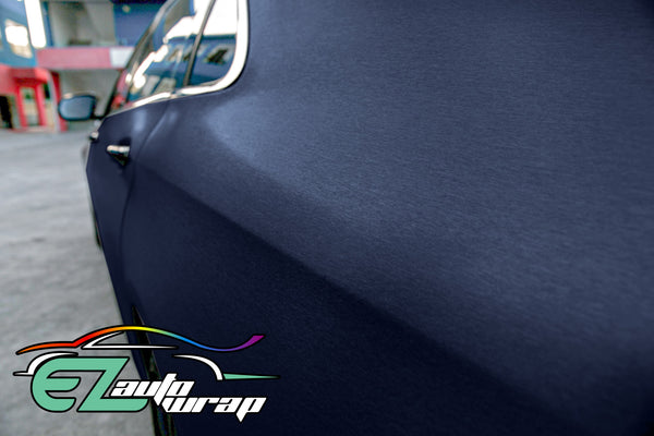 Brushed Aluminum Navy Blue Vinyl Wrap