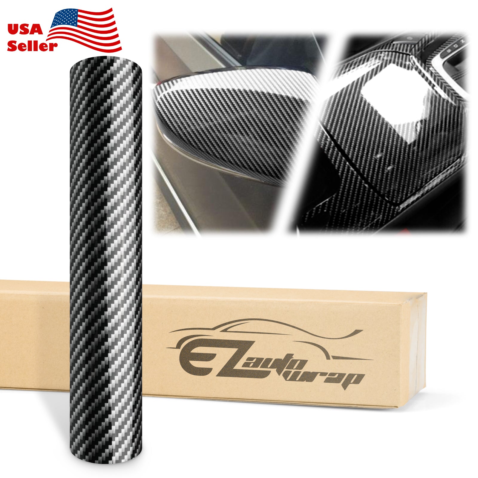 2D High Gloss Black Silver Carbon Fiber Textured Vinyl Wrap