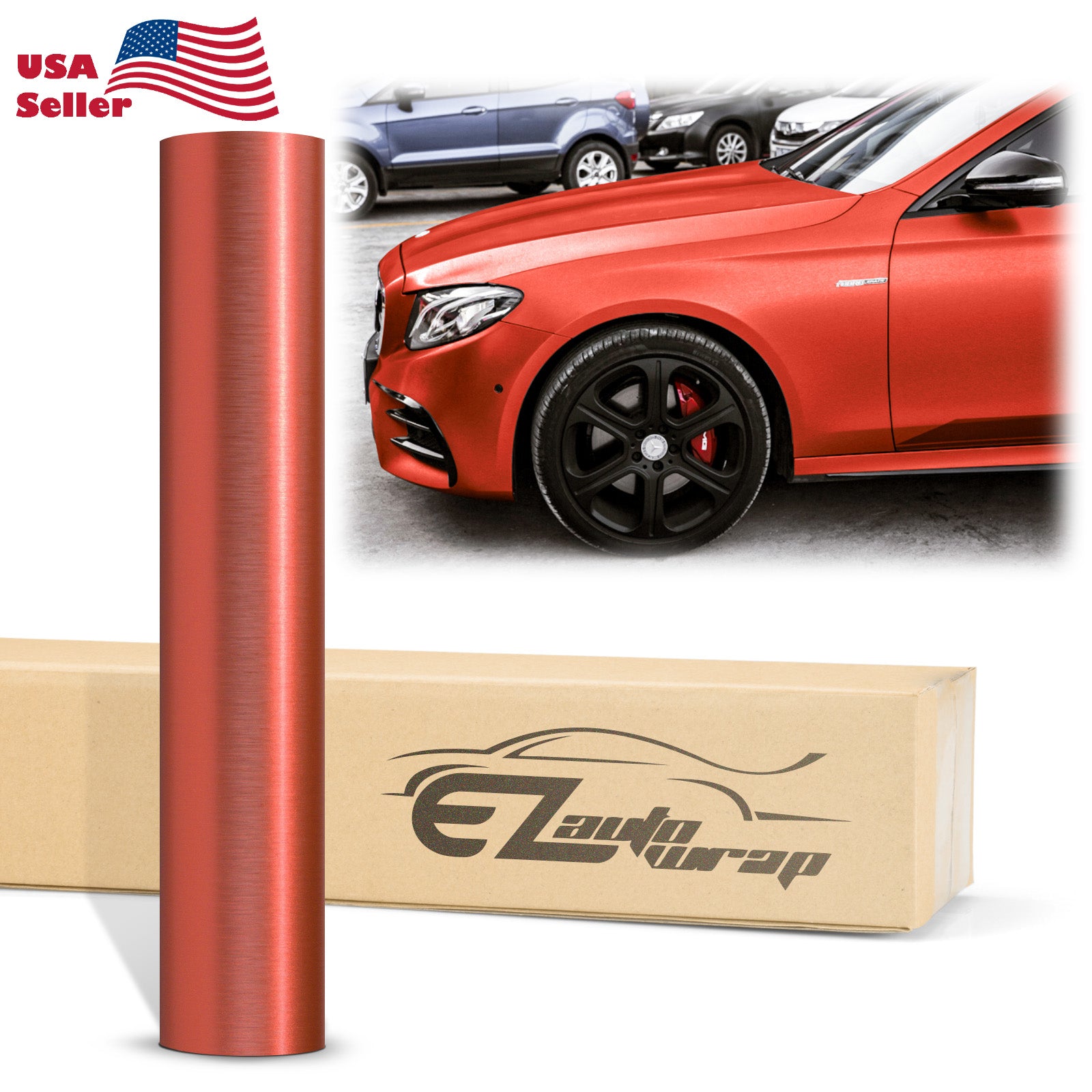 Brushed Aluminum Red Vinyl Wrap