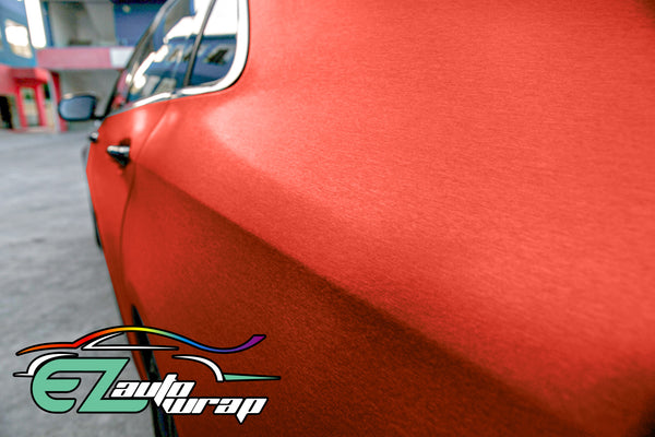 Brushed Aluminum Red Vinyl Wrap