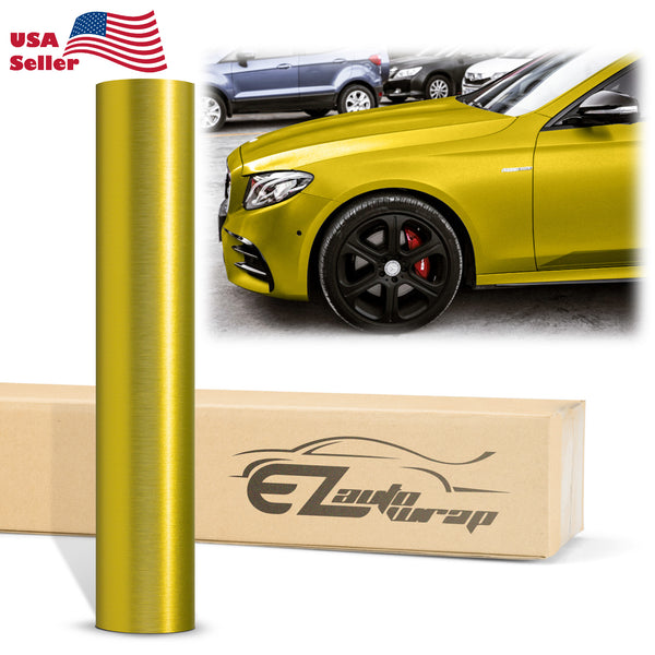 Brushed Aluminum Yellow Vinyl Wrap