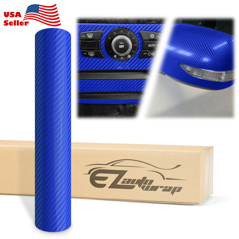 4D Carbon Fiber Textured Intense Blue Semi Gloss VInyl Wrap