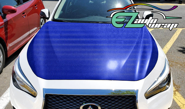 4D Carbon Fiber Textured Intense Blue Semi Gloss VInyl Wrap
