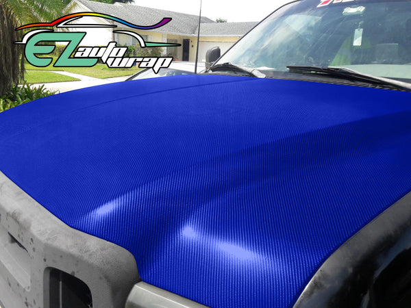 4D Carbon Fiber Textured Intense Blue Semi Gloss VInyl Wrap