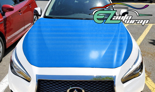 4D Carbon Fiber Textured Light Blue Semi Gloss VInyl Wrap