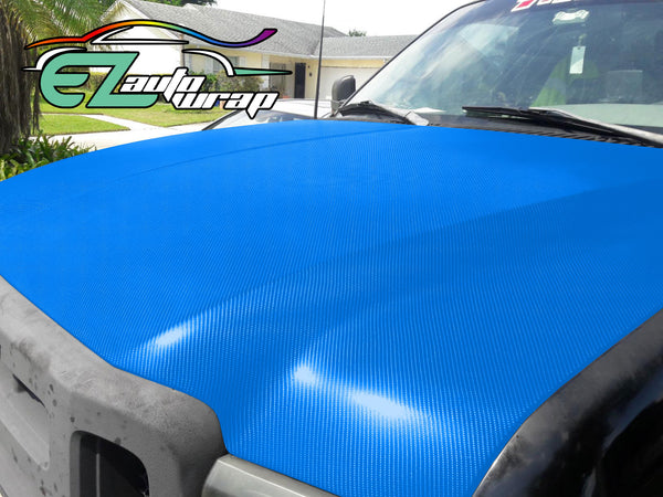 4D Carbon Fiber Textured Light Blue Semi Gloss VInyl Wrap
